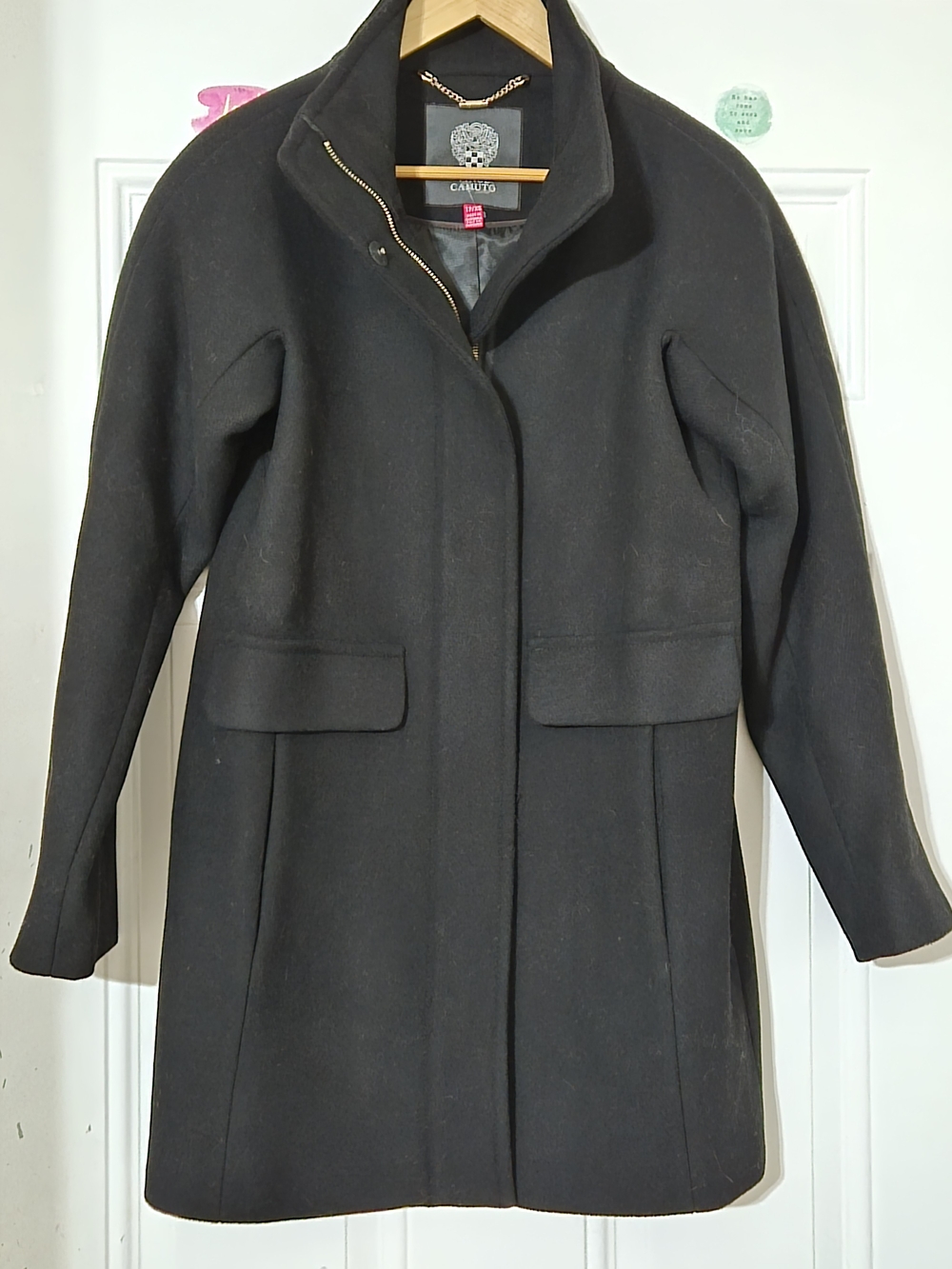 Vince Camuto Black Wool-Blend Pea Coat